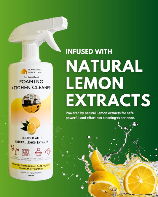 India’s best foaming kitchen cleaner | Infused with natural LEMON extracts | Eco-friendly, Plant based and non-toxic Formula | Homenova Essentials (500ml)