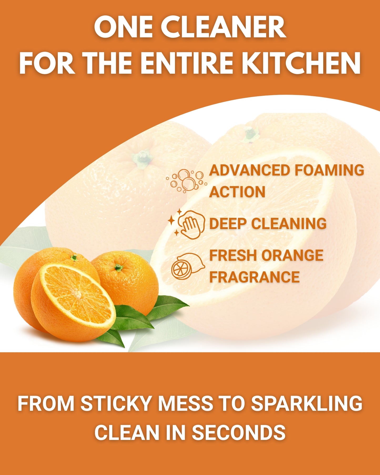 India’s best foaming kitchen cleaner | Infused with natural ORANGE peel extracts | Eco-friendly, Plant based and non-toxic Formula | Homenova Essentials (500ml)