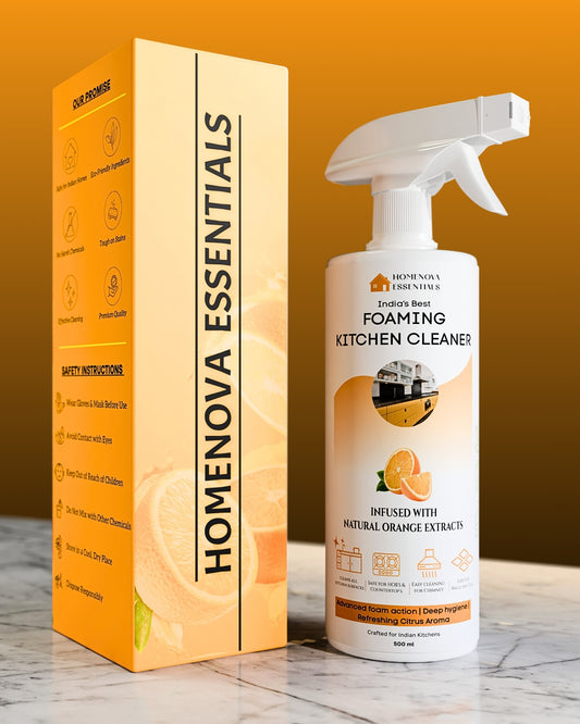 India’s best foaming kitchen cleaner | Infused with natural ORANGE peel extracts | Eco-friendly, Plant based and non-toxic Formula | Homenova Essentials (500ml)